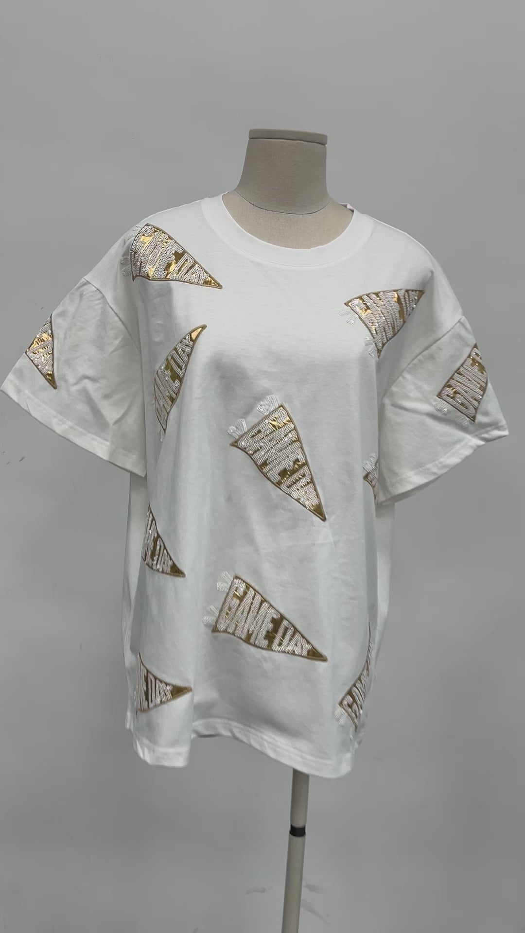 Game Day Flag Gold Foil Sequins Tshirt